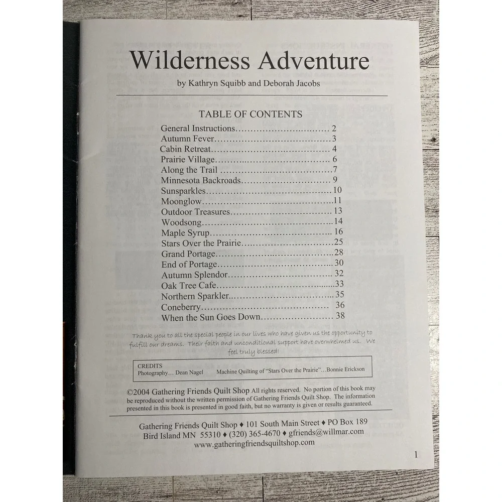 Wilderness‎ Adventure Kathryn Squibb Deborah Jacobs 2004 Quilt Pattern Bk GF-114